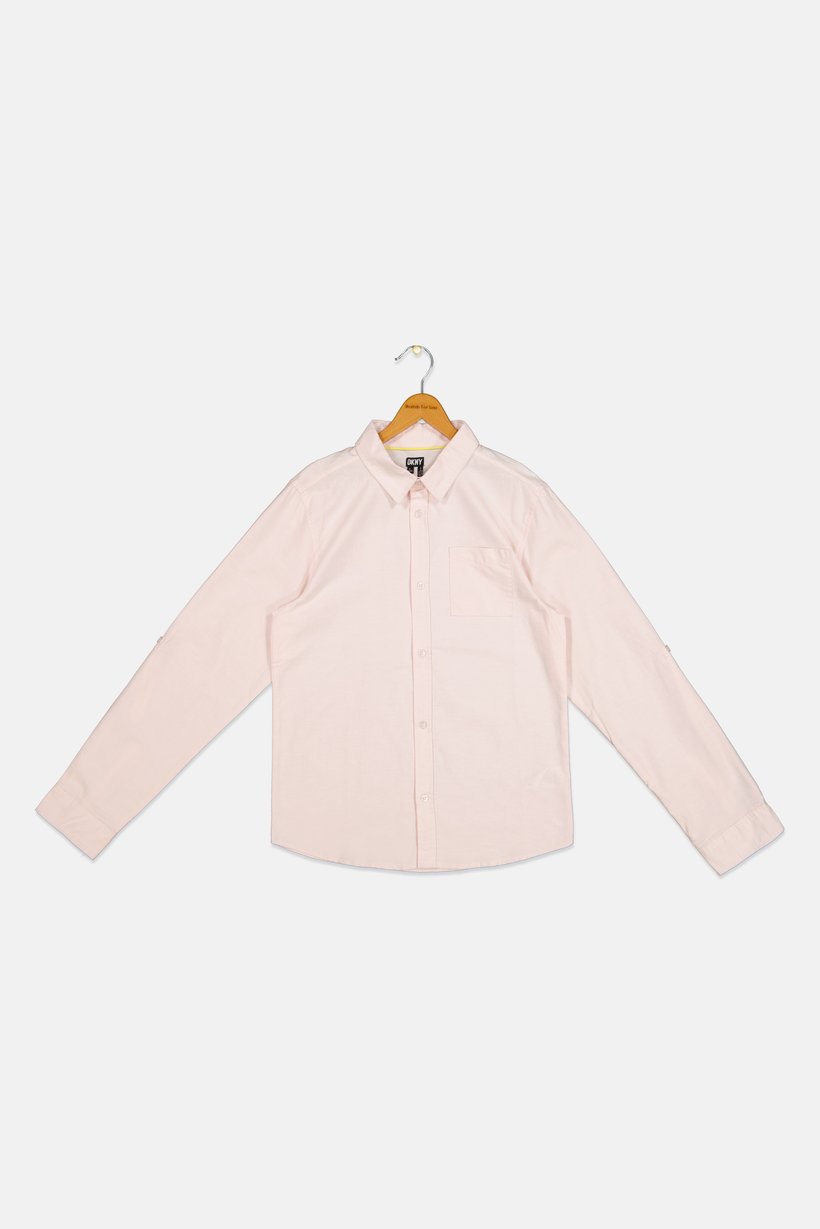 Kids Boy Regular Fit Solid Long Sleeves Casual Shirt, Pink