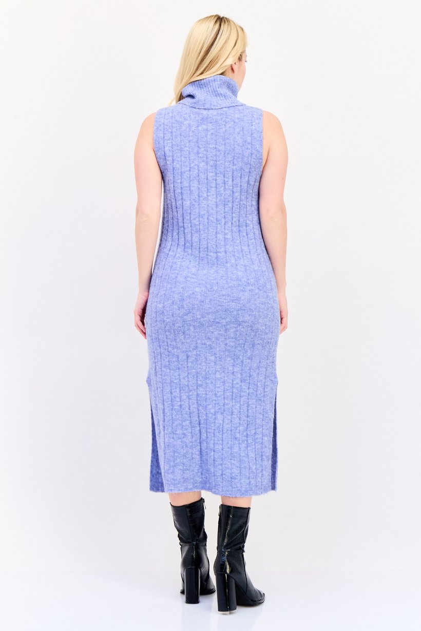 Women Knitted Sweater Dress, Heather Blue