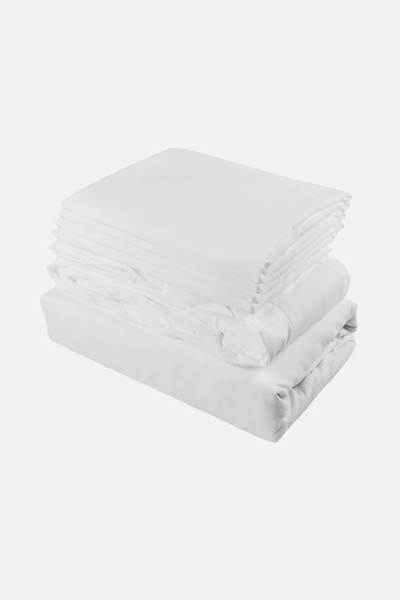 6 Pieces Queen Plain Flat Sheet With Pillow Case Set, White