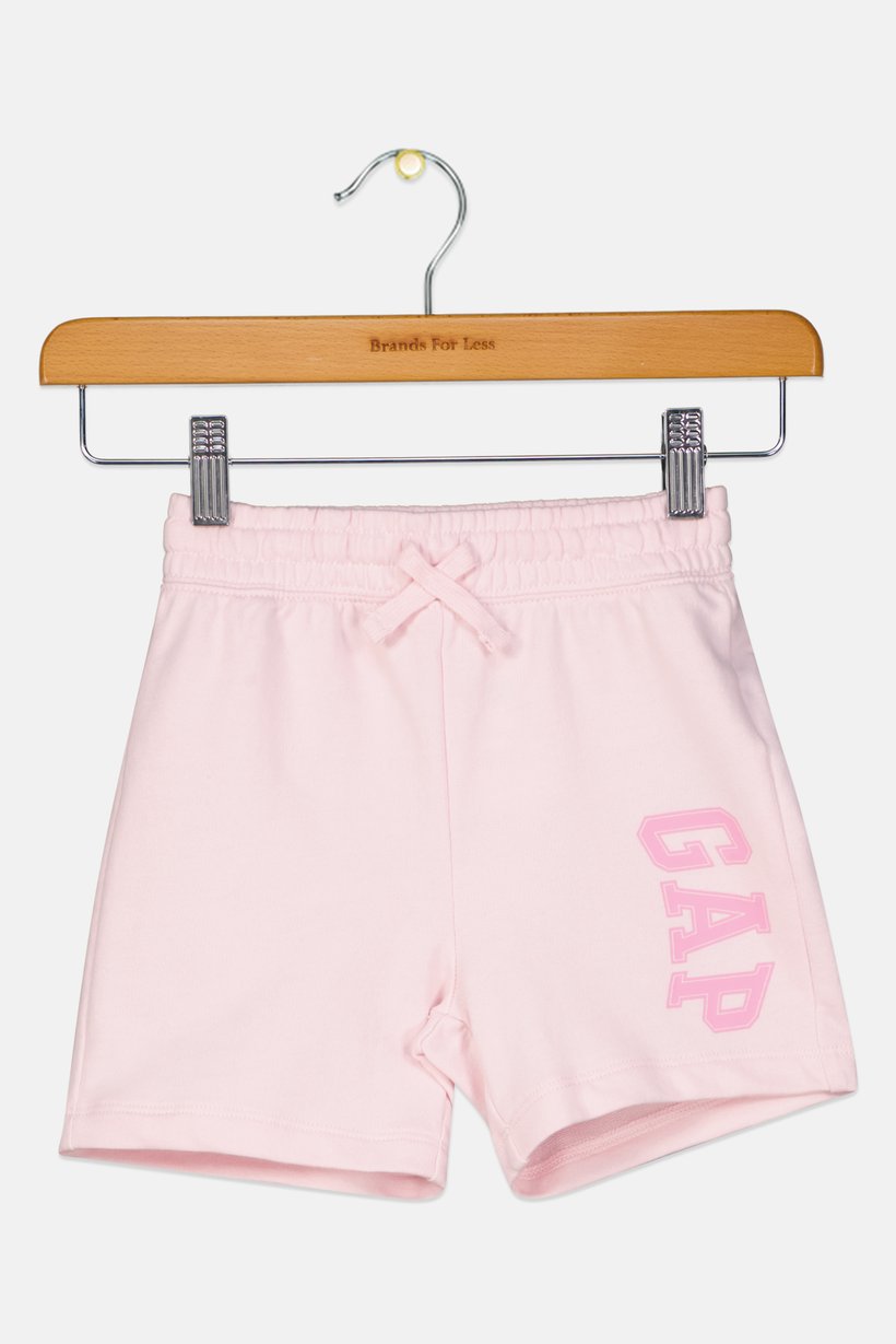 Toddlers Girl Brand Logo Basic Shorts, Light Pink