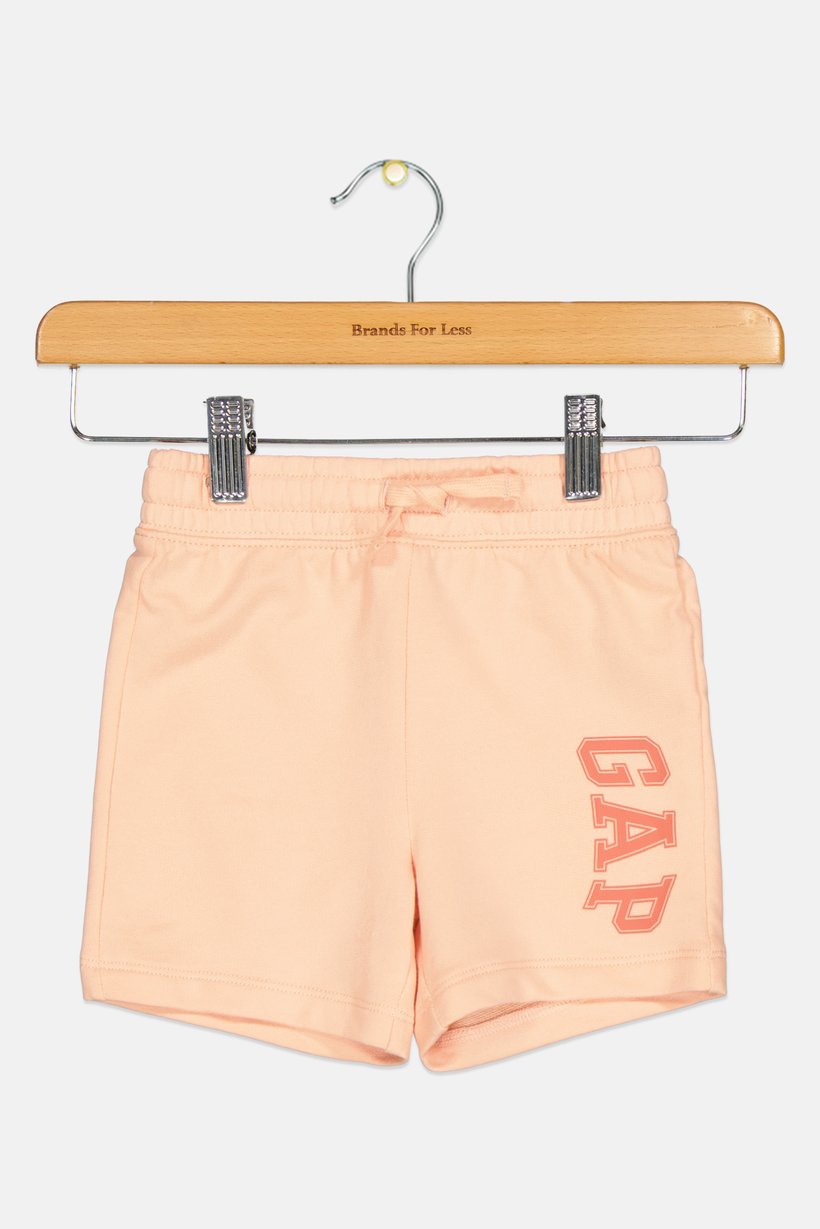 Toddlers Boy Brand Logo Drawstring Shorts, Peach
