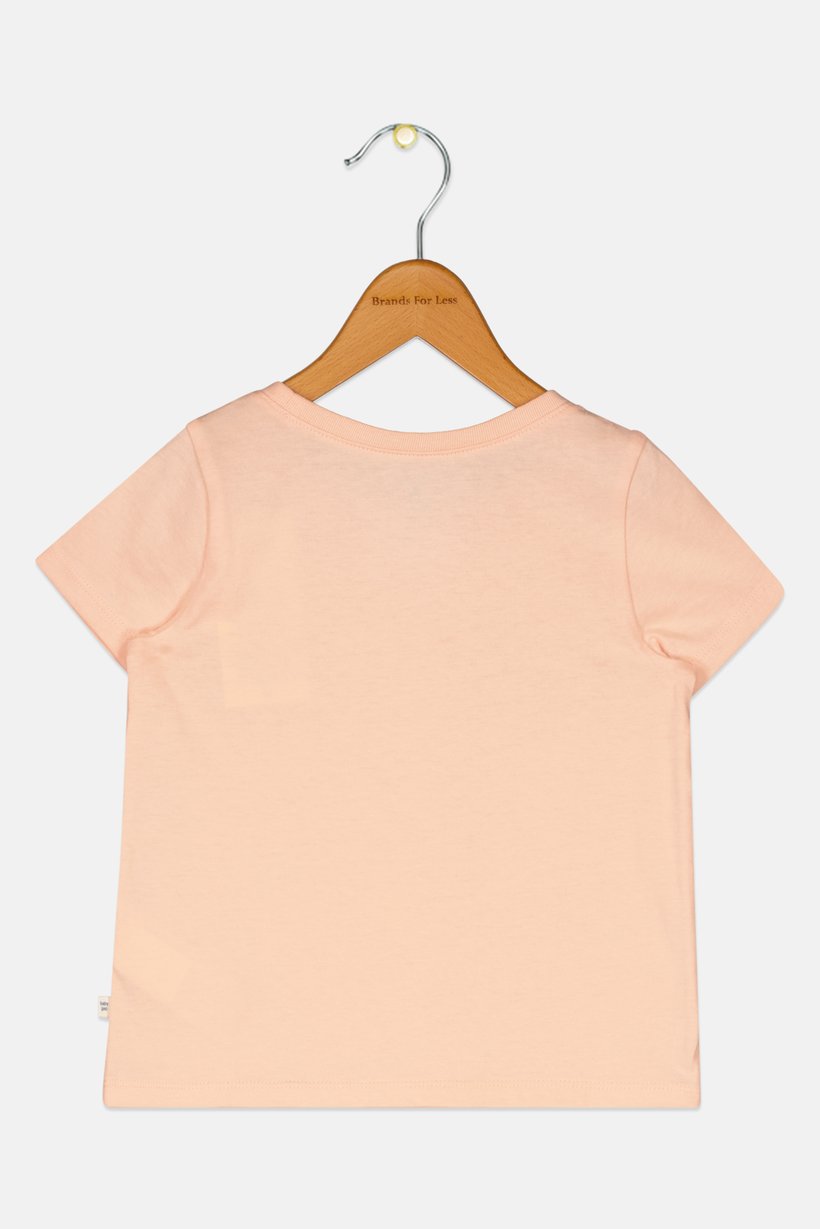 Toddlers Girl Graphic Print Short Sleeves T-Shirt, Peach
