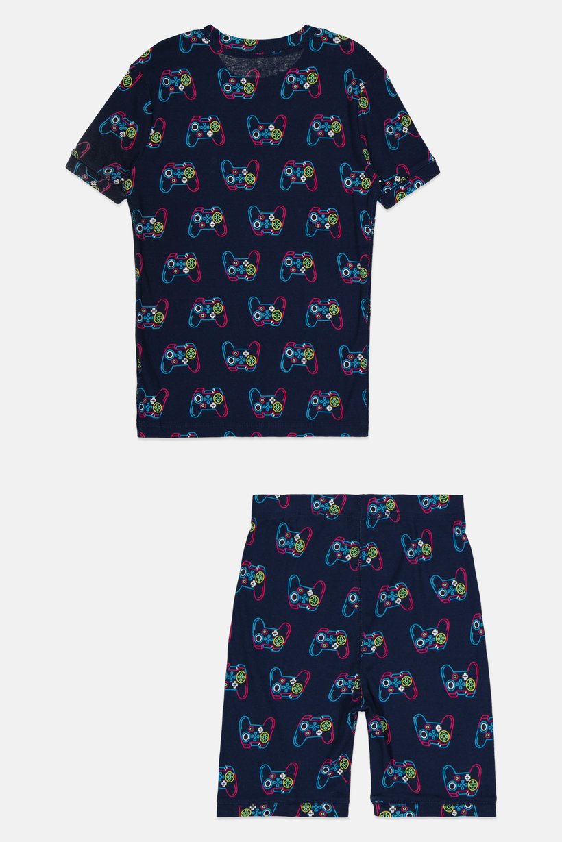 Kids Boy 2 Pcs Allover Print Long Sleeves Top And Short Set, Multicolor