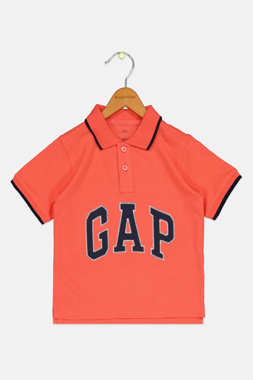 Toddlers Boy Brand Logo Short Sleeves Polo Shirt, Coral