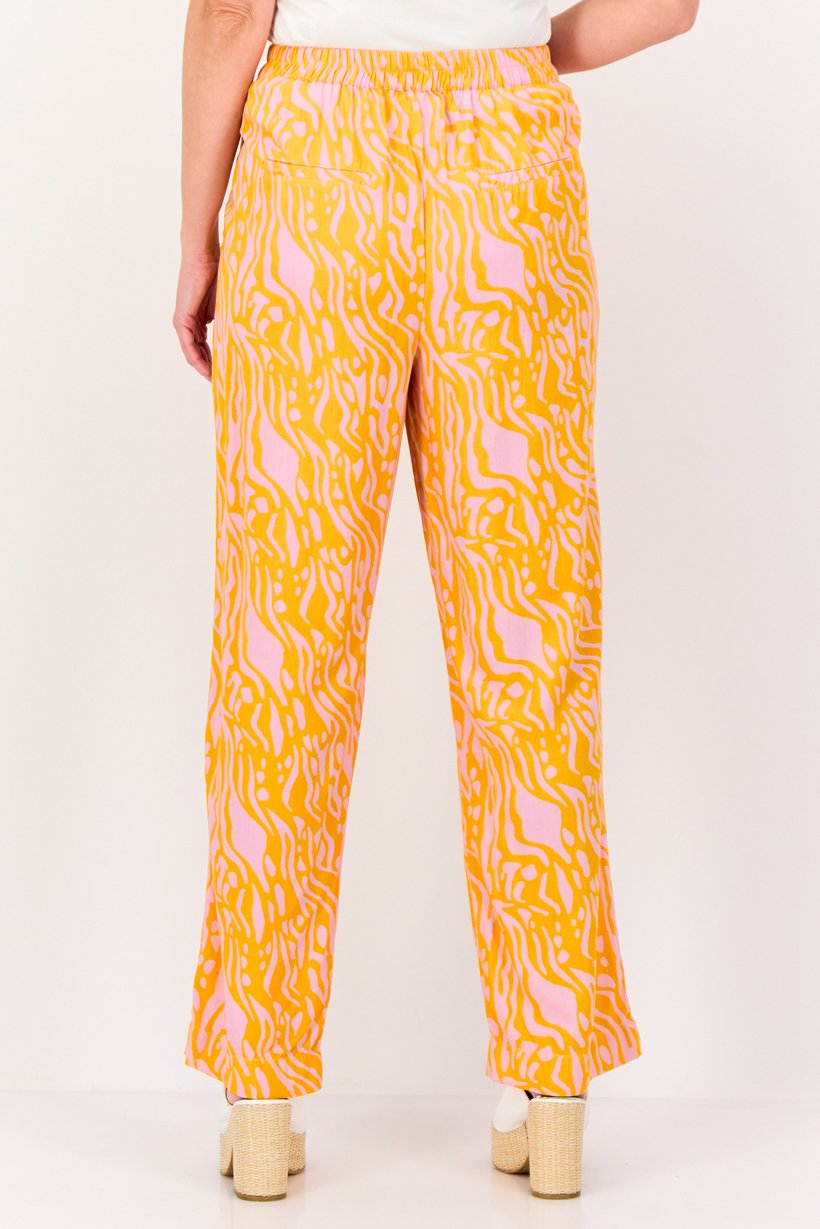Women Regular Fit High Rise Allover Print Wide Leg Pants Multicolor