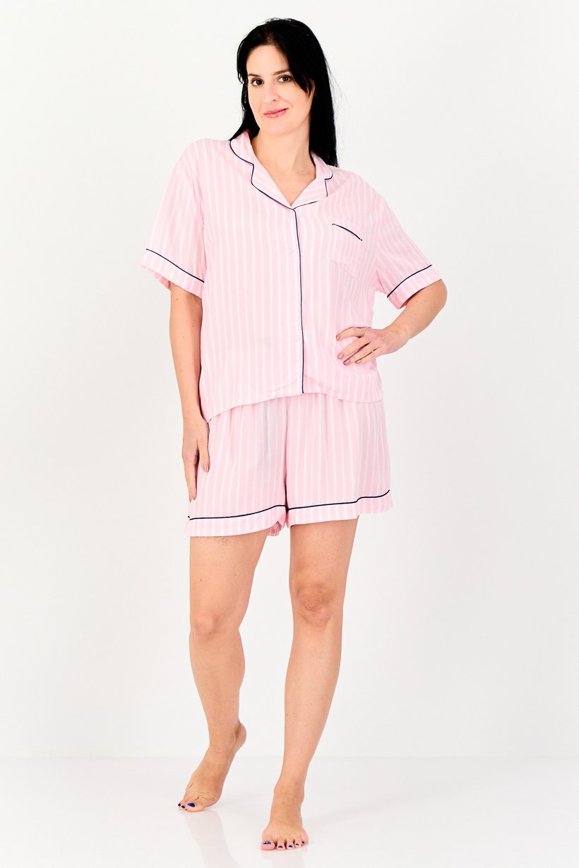 Women 2 Pieces Stripe Pajama Set, Multticolor
