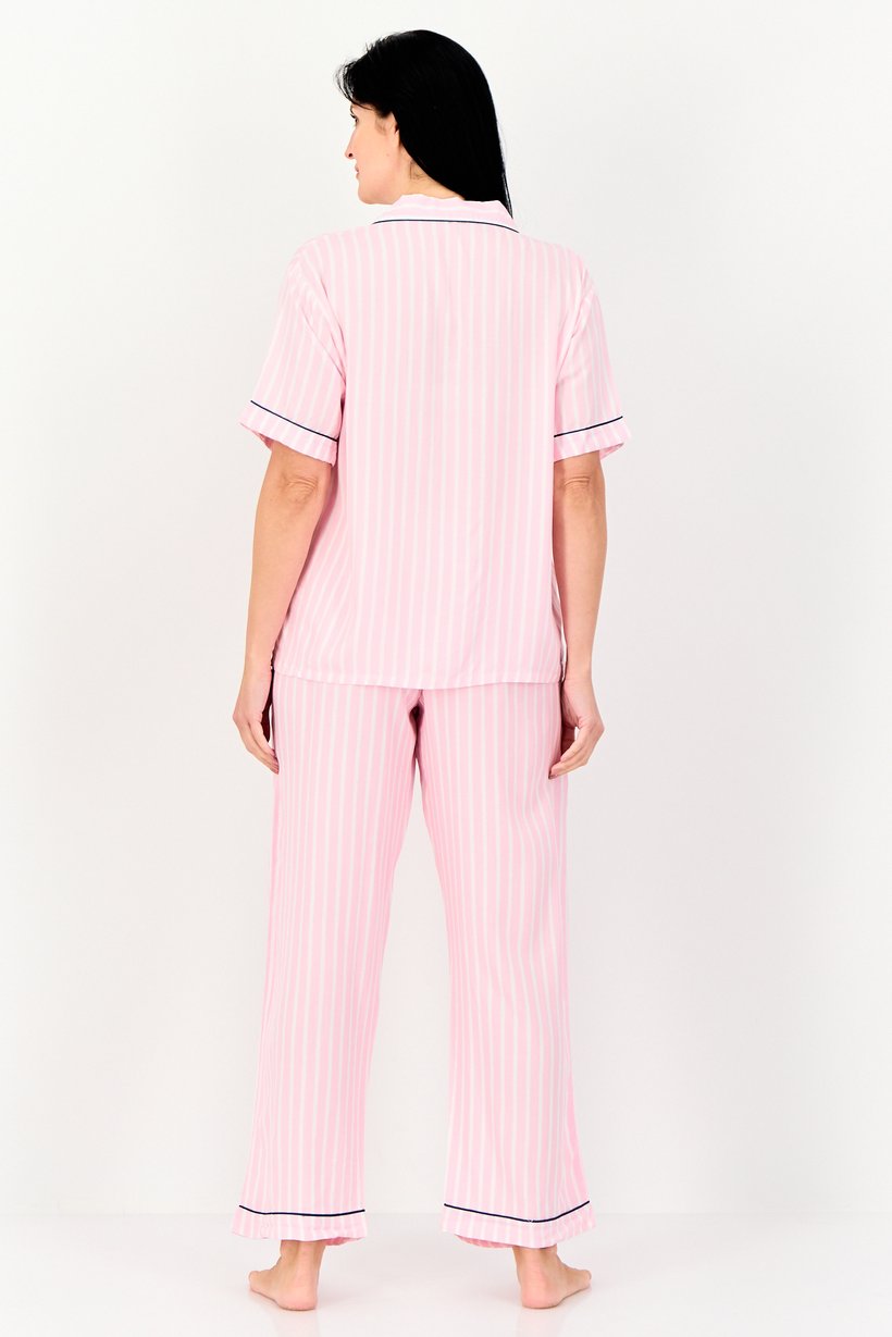 Women 2 Piece Short Sleeve Top And Bottom Pajama Set, Multicolor