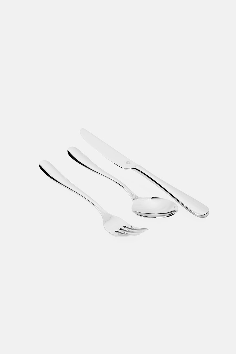 3 Pieces Handle Cutlery Set Fork Spoon Knife, Silver