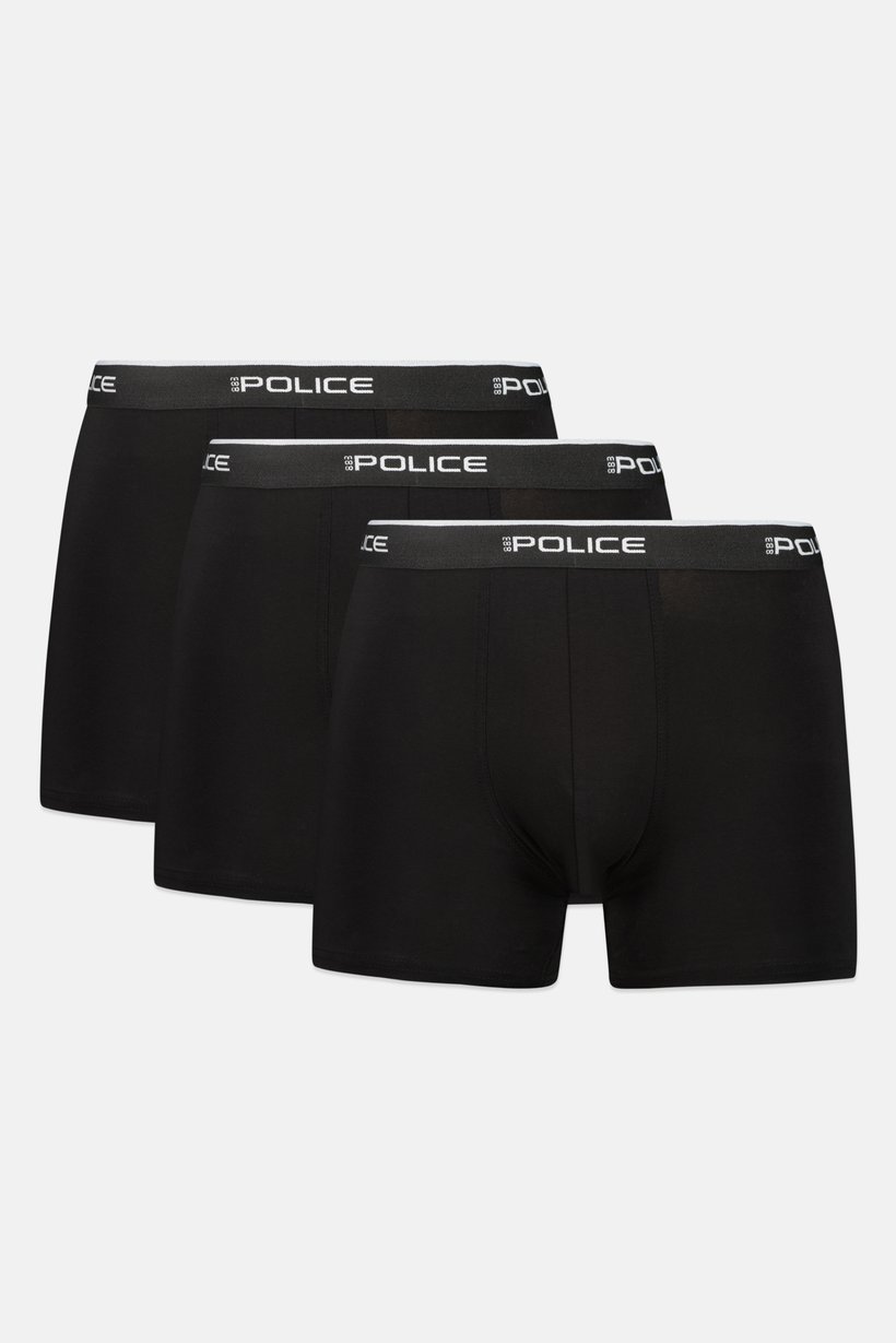 Men 3 Pcs Brand Logo Boxer Shorts, Black