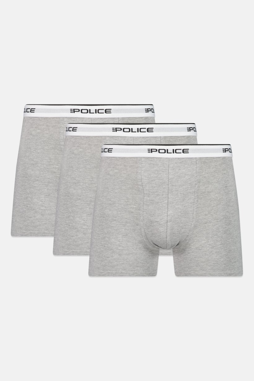 Men 3 Pcs Brand Logo Boxer Shorts, Grey