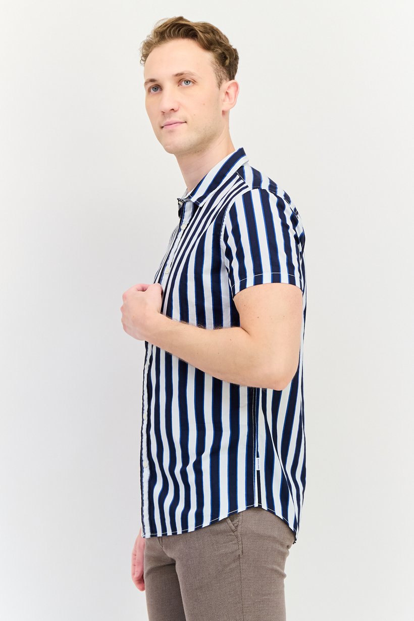 Buy Jack & Jones Men Slim Fit Short Sleeve Stripe Casual Shirt ...