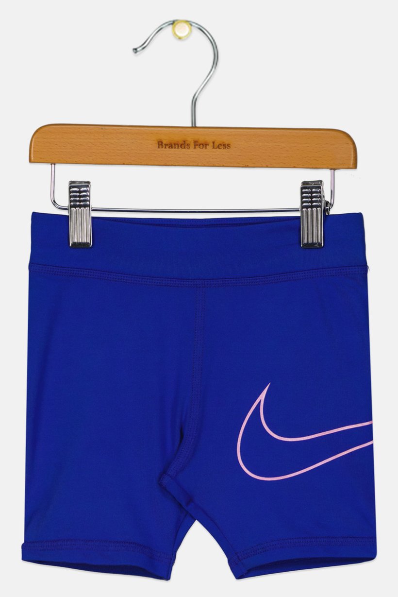 Toddlers Girl Brand Logo Biker Shorts, Blue