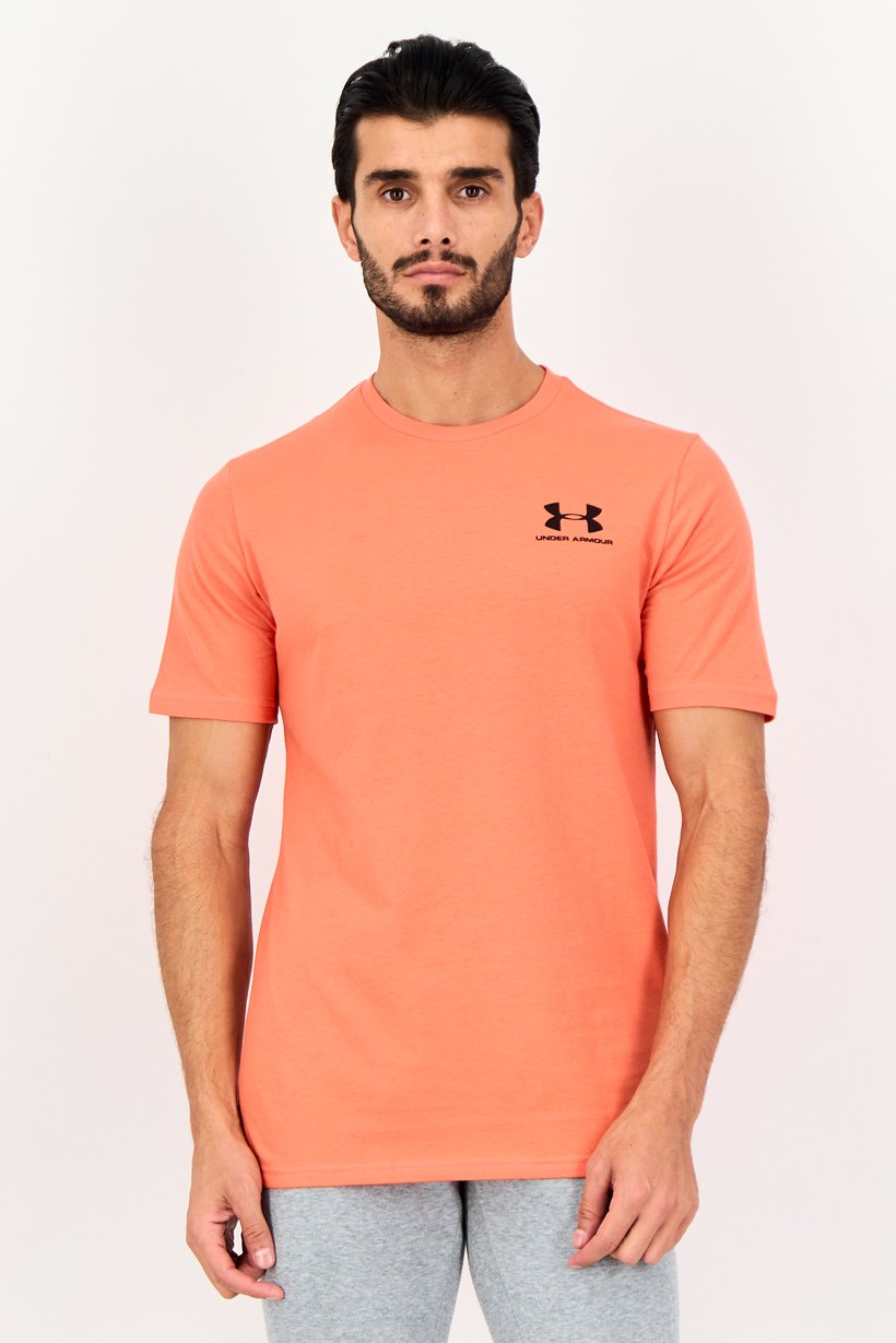 Men Loose Fit Short Sleeve Outdoor T-Shirts, Orange