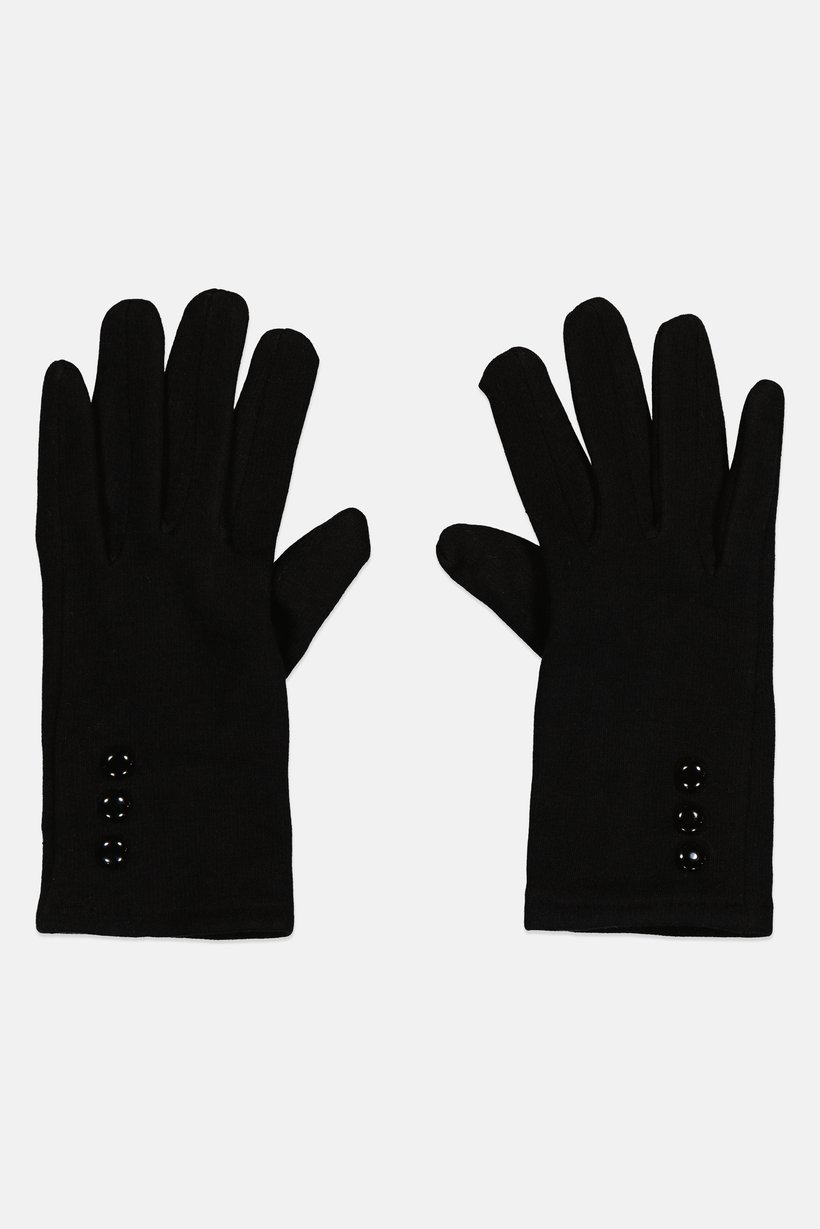 Women 1 Pair Solid Gloves, Black