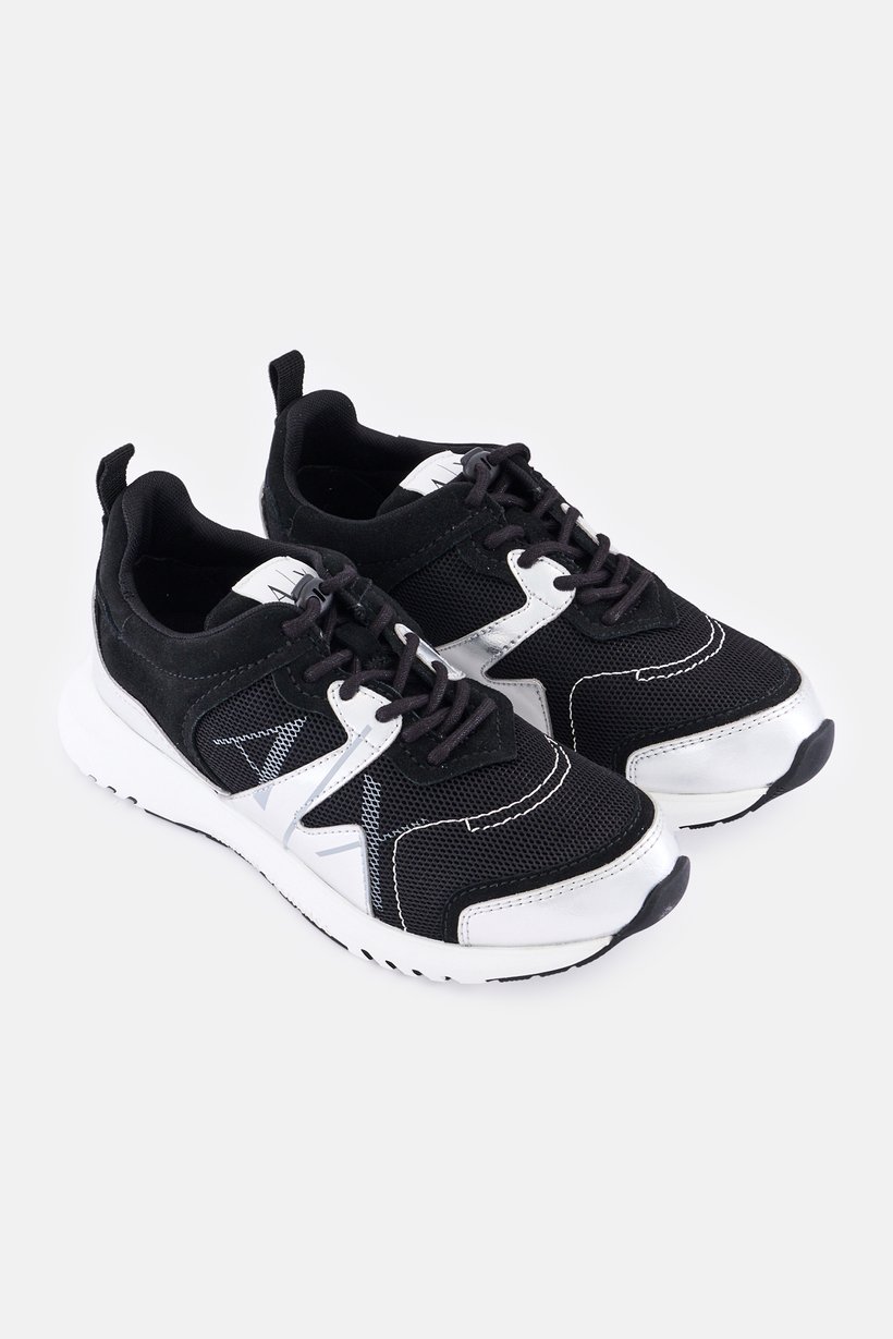 AX Armani Exchange Women Medium Lace Up Sneakers, Black