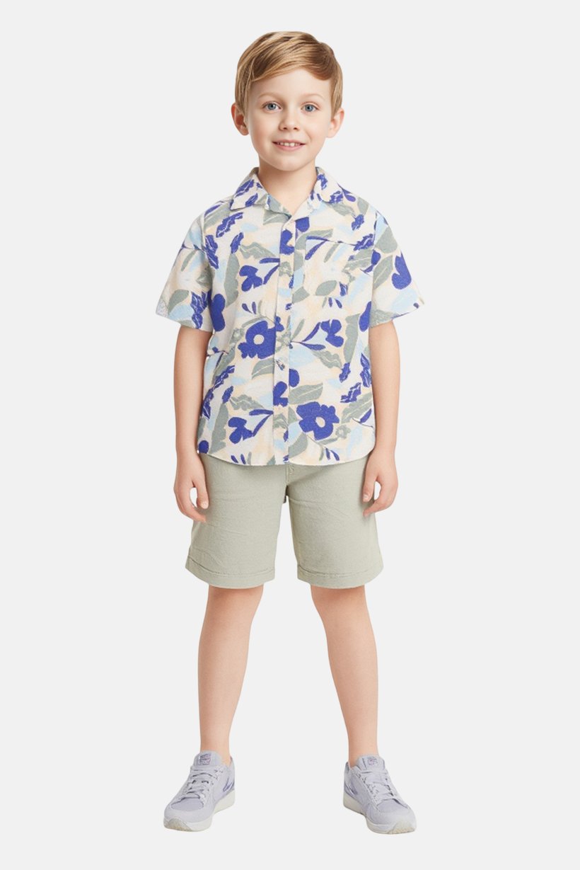 Kids Boy Allover Print Short Sleeve Casual Shirt, Multicolor