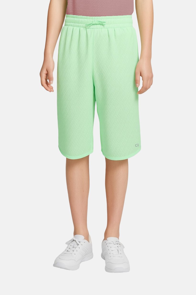 Kids Boy Textured Basic Shorts, Lime Green