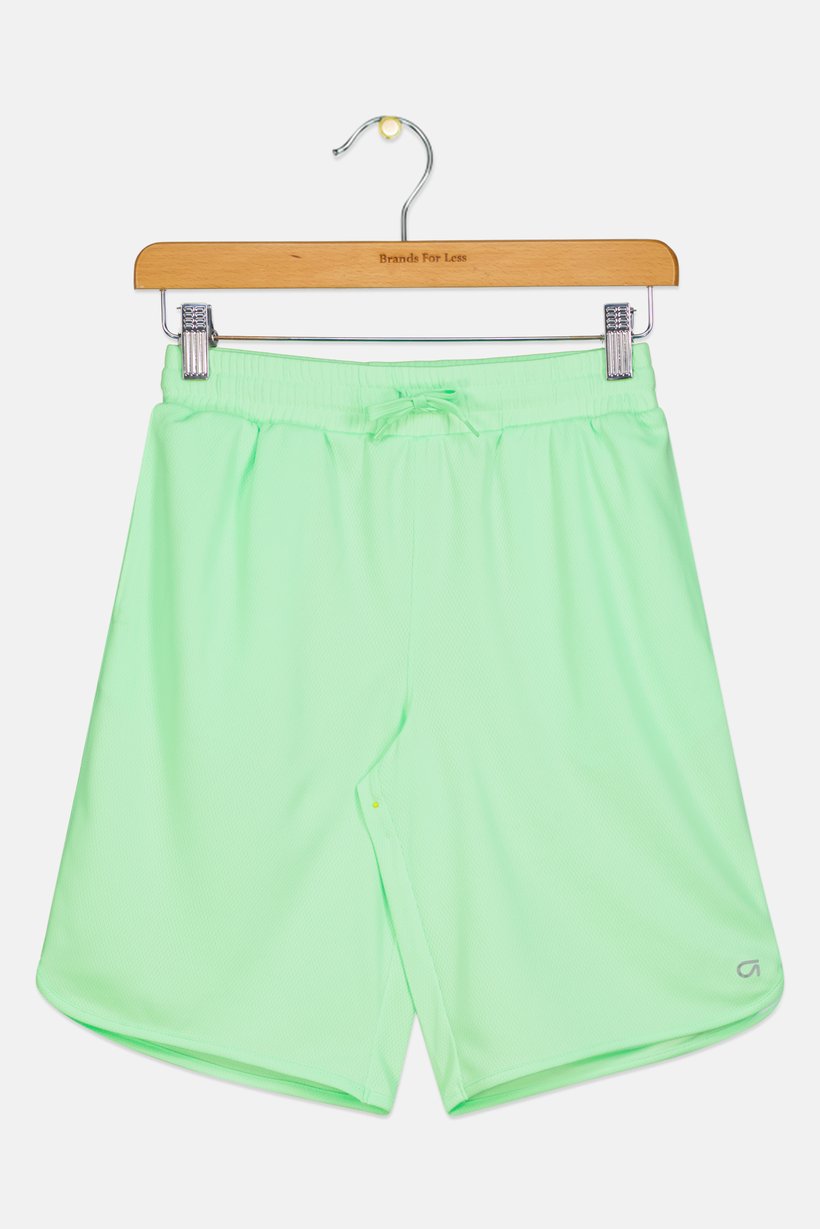 Kids Boy Textured Basic Shorts, Lime Green