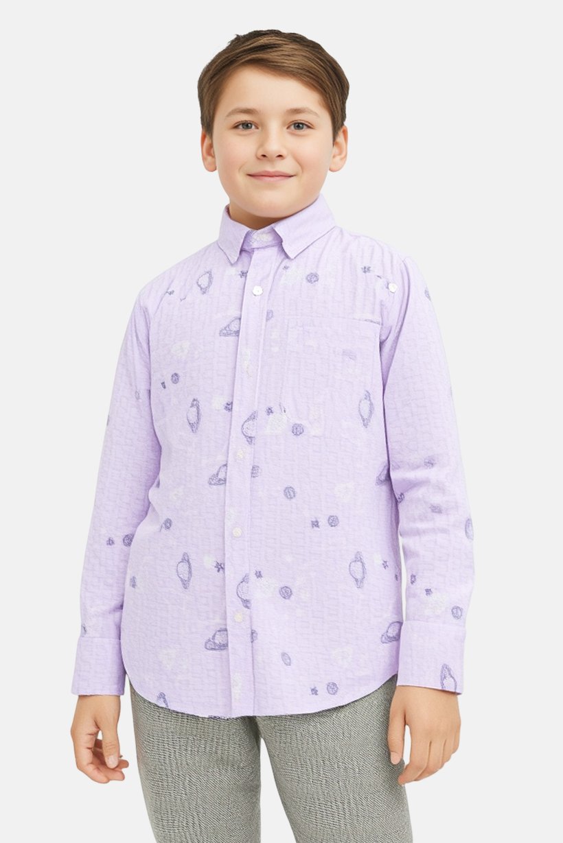 Kids Boy Graphic Print Long Sleeves Shirt, Multicolor