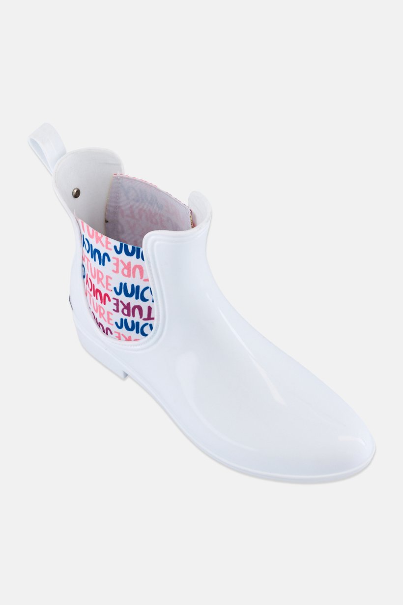 Women Graphic Print Slip On Ankle Boots, White