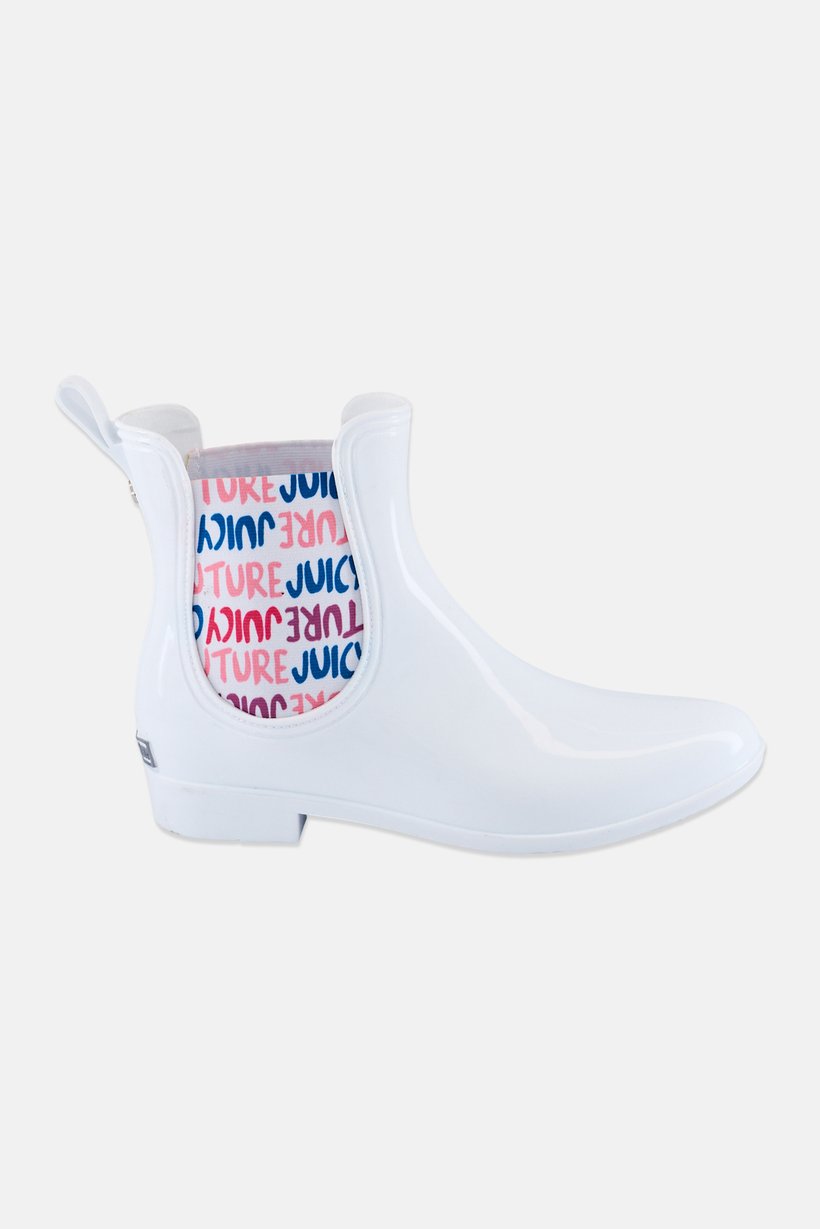 Women Graphic Print Slip On Ankle Boots, White