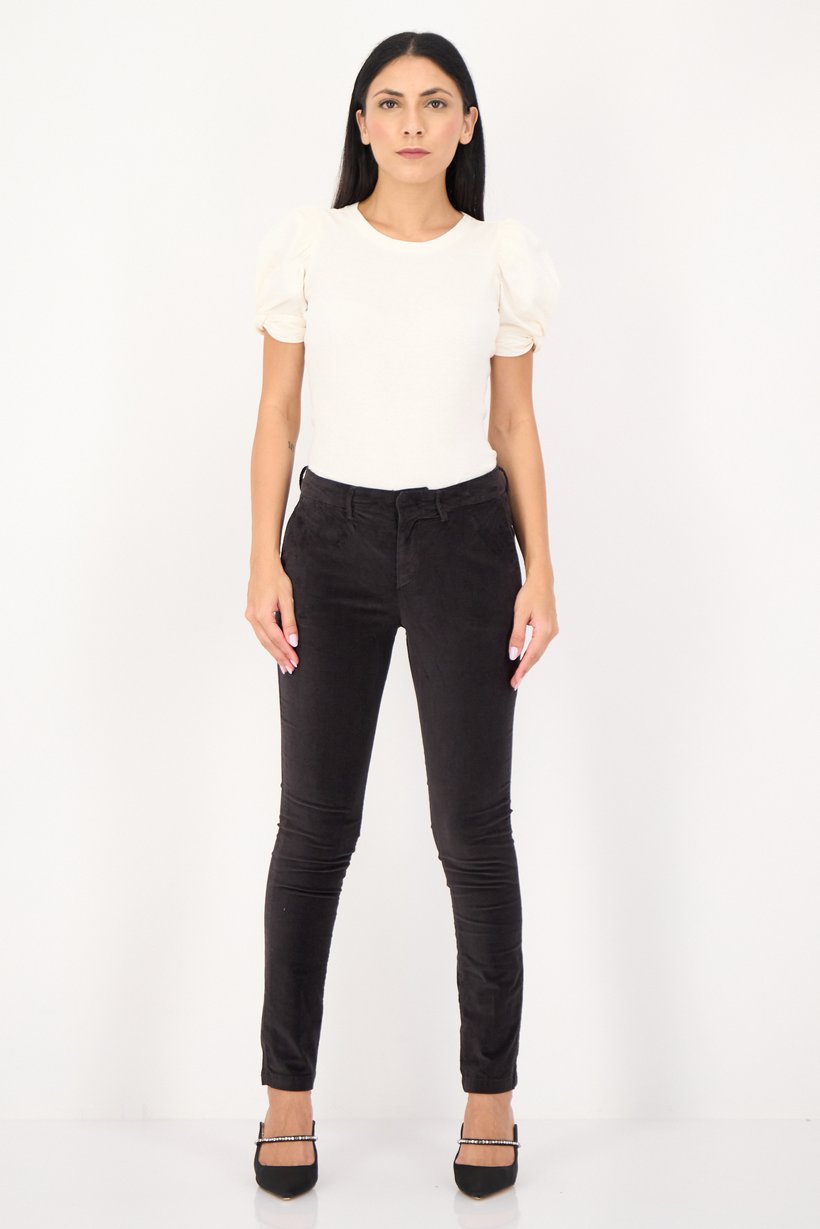Women Regular Fit Solid Straight  Leg Pants, Black