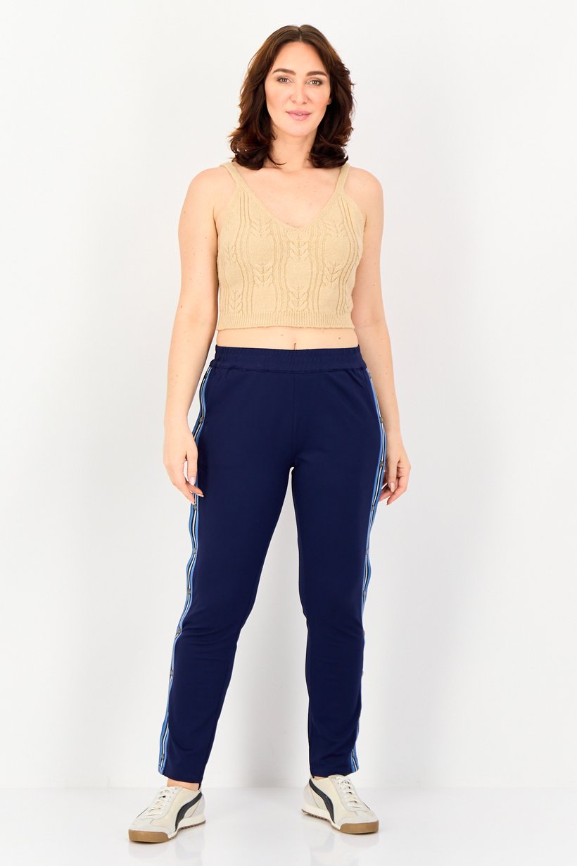 Women Regular Fit Solid Sweatpants, Navy