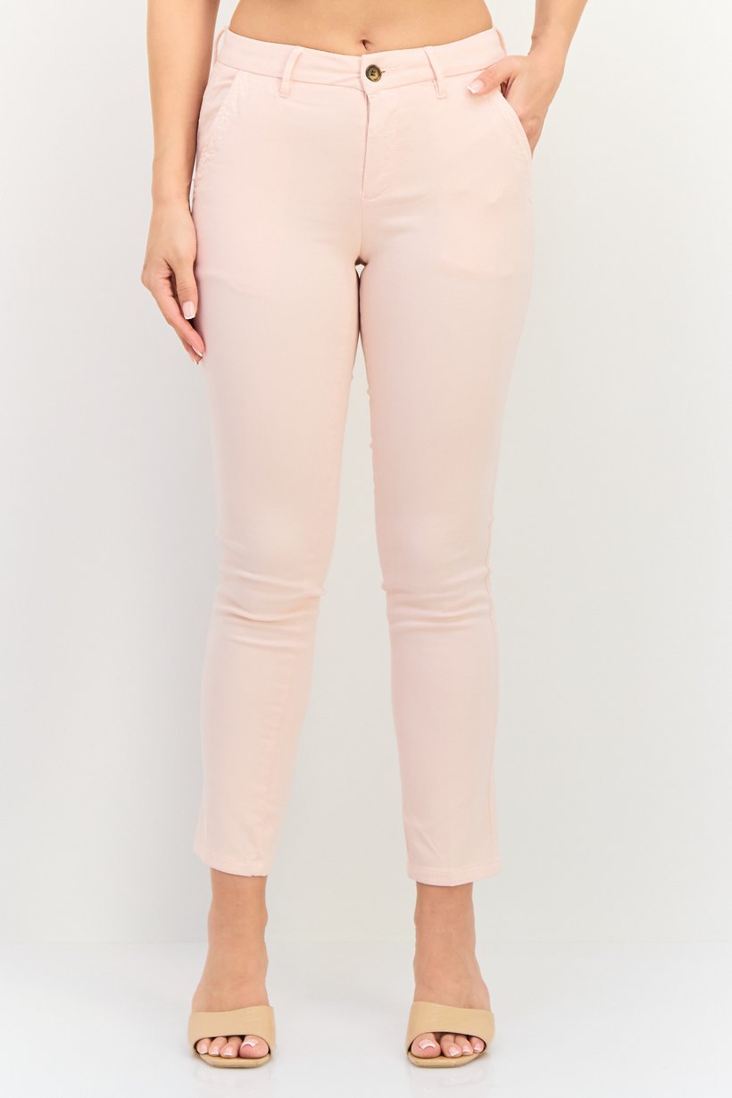 Women Chino Fit Solid Skinny Pants, Pink
