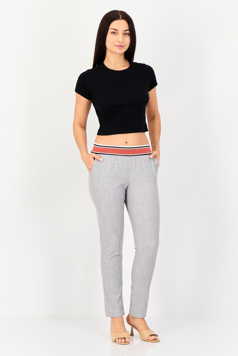 Women Street Fit Heather Straight Leg Pants, Light Grey