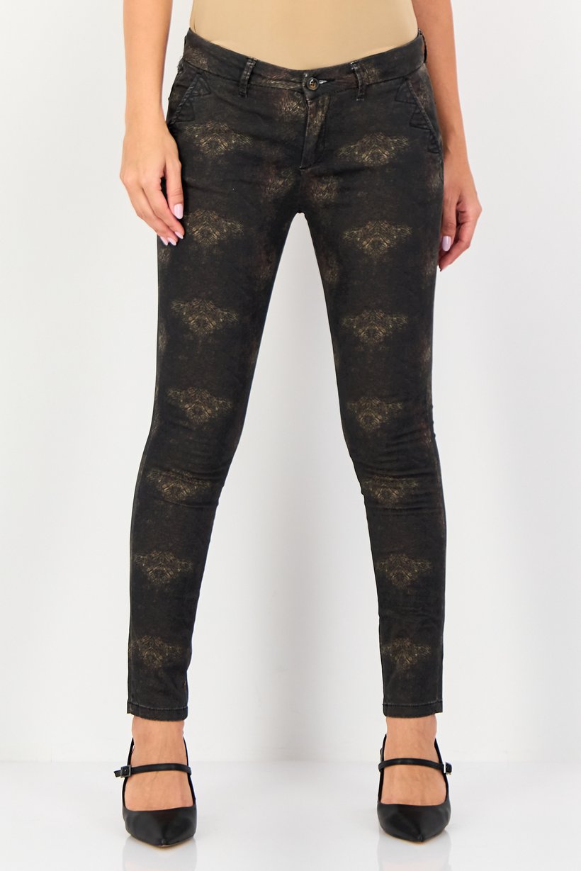 Women Skinny Fit Animal Print Straight Leg Pants, Multicolor