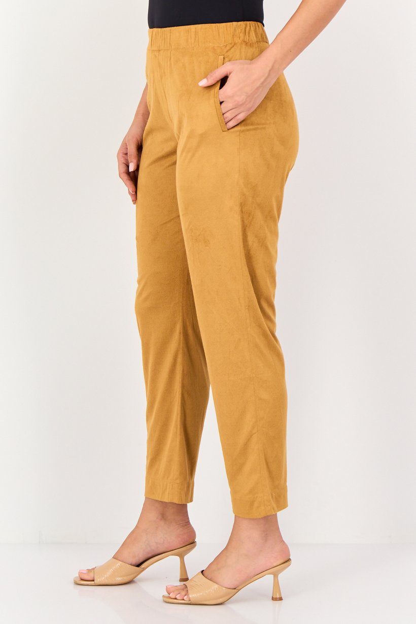 Women Street Fit Textured Straight Leg Pants, Light Brown