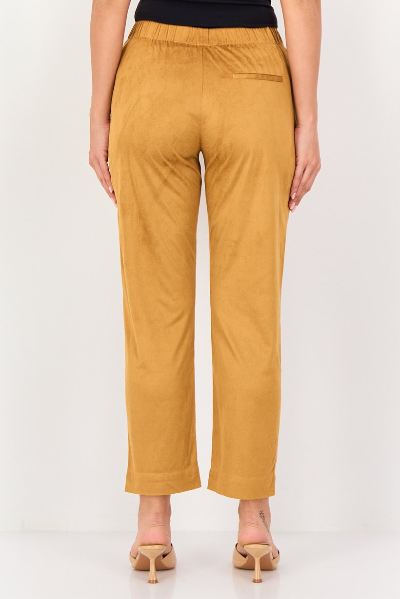 Women Street Fit Textured Straight Leg Pants, Light Brown