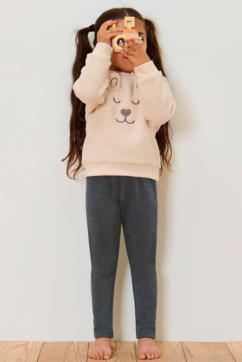 Kids Girl Heather Leggings, Dark Grey