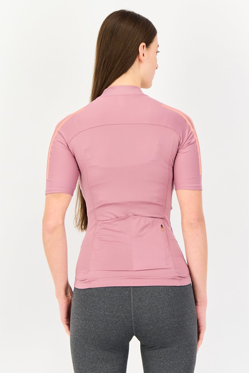 Women Sportswear Fit Short Sleeves Cycling Top, Mauve