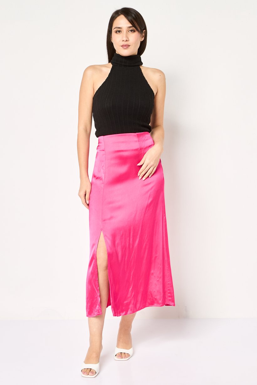 Women Plain Maxi Skirt, Pink