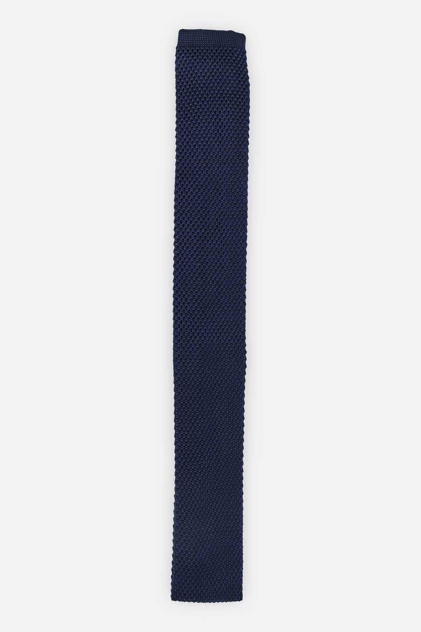 Men Holiday Ribbed Neck Tie, Navy