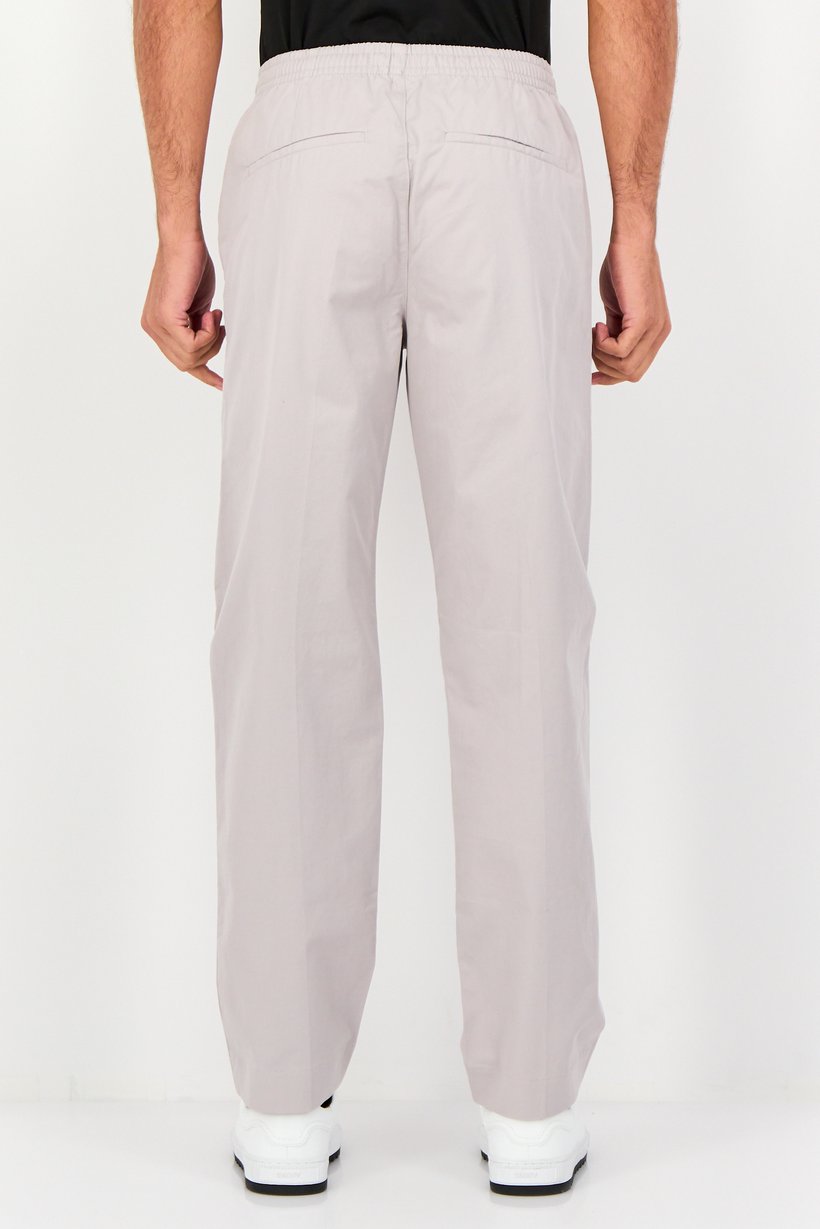 Men Regular Fit Plain Chino Pants, Grey