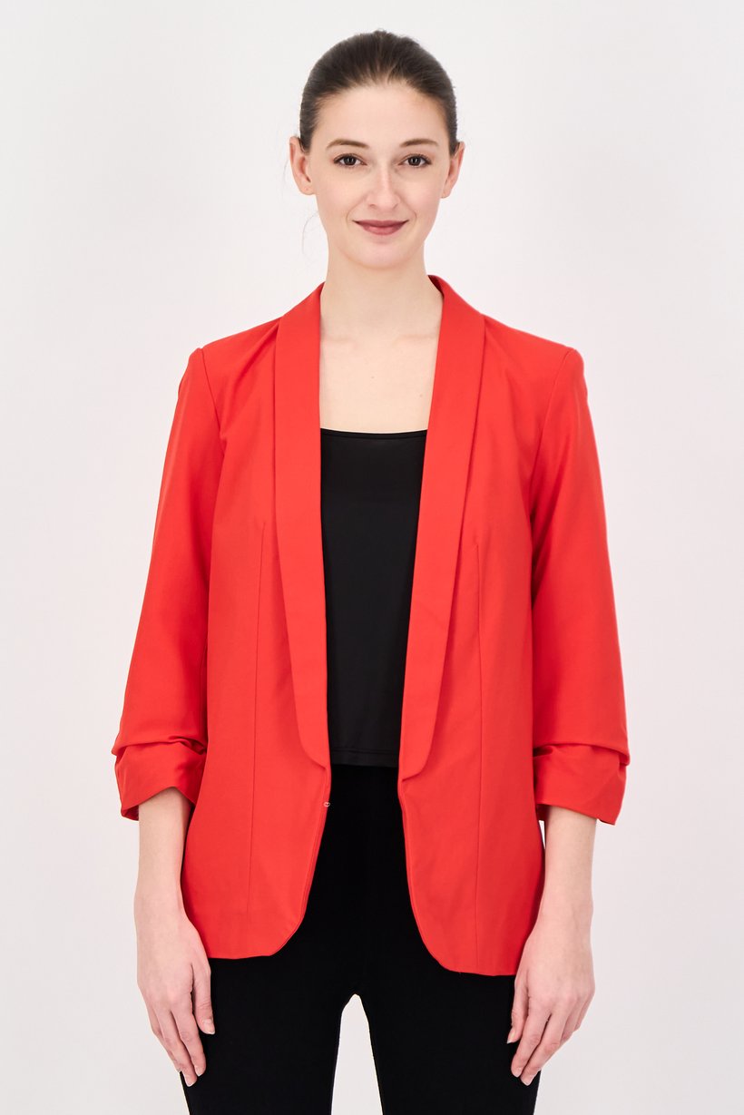 Women Regular Fit Plain Casual Blazer, Red