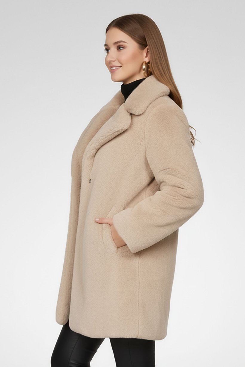 Women Long Sleeve Textured Softshell Jacket, Beige