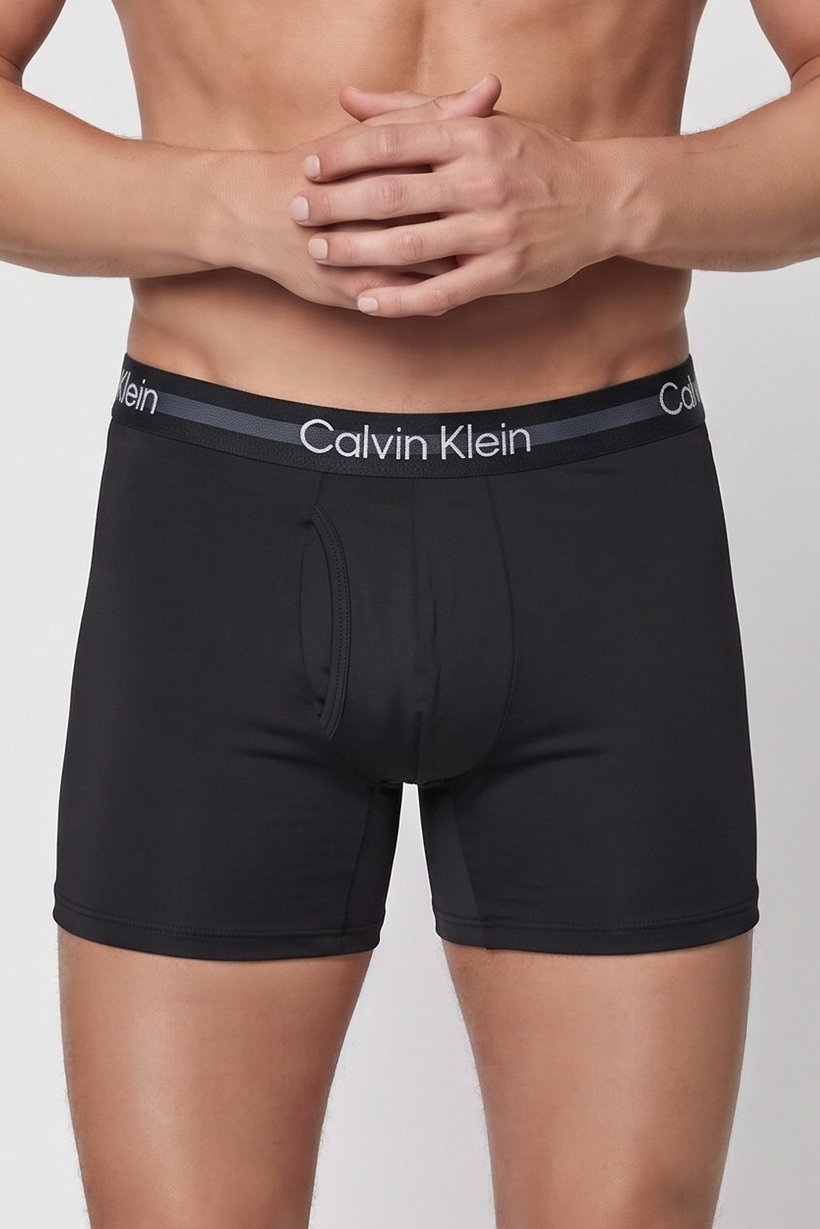Men 3 Pcs Brand Logo Boxer Briefs, Black