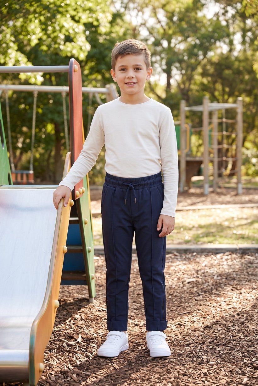 Toddlers Boy Brand Logo Track Pants, Navy Blue