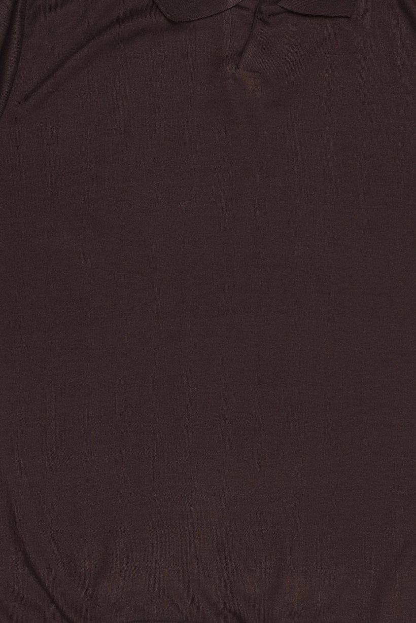 Men Spread Collar Textured Sweater, Dark Brown