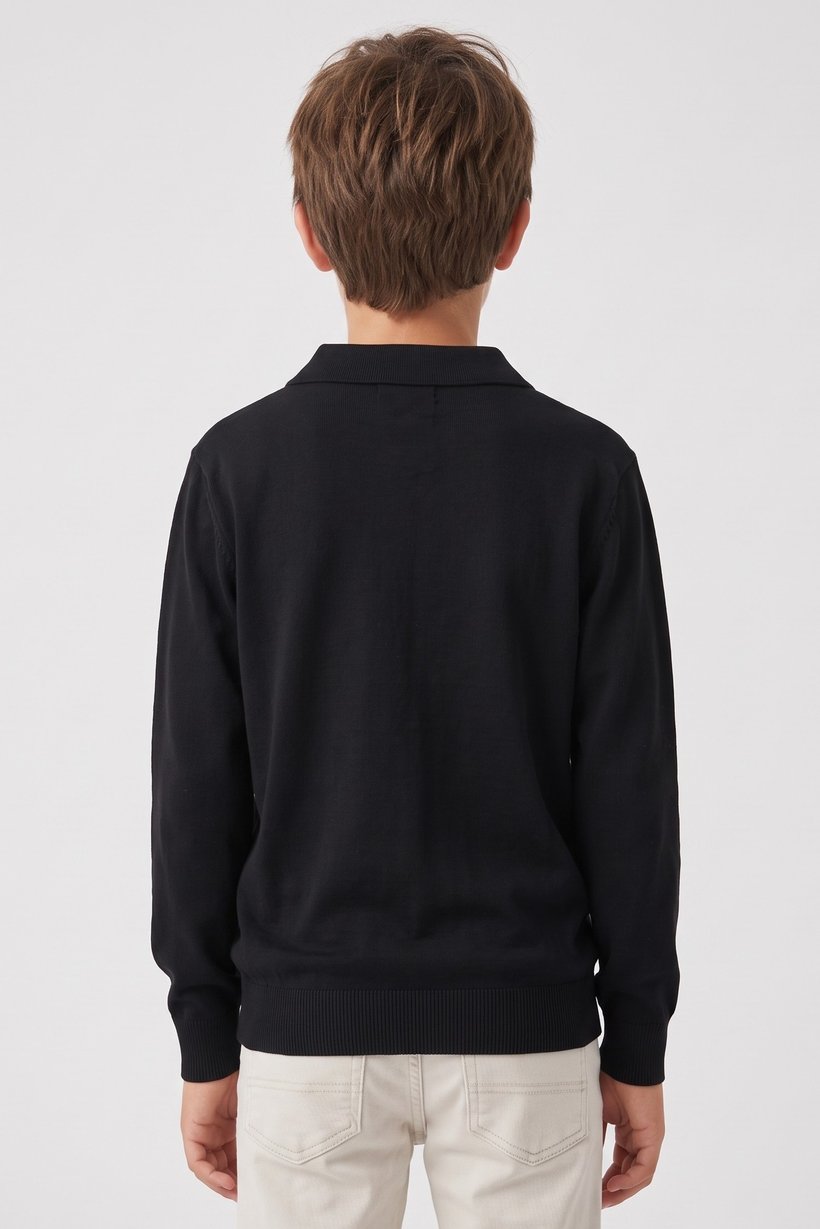 Kids Boy Spread ColorTextured Sweater, Black