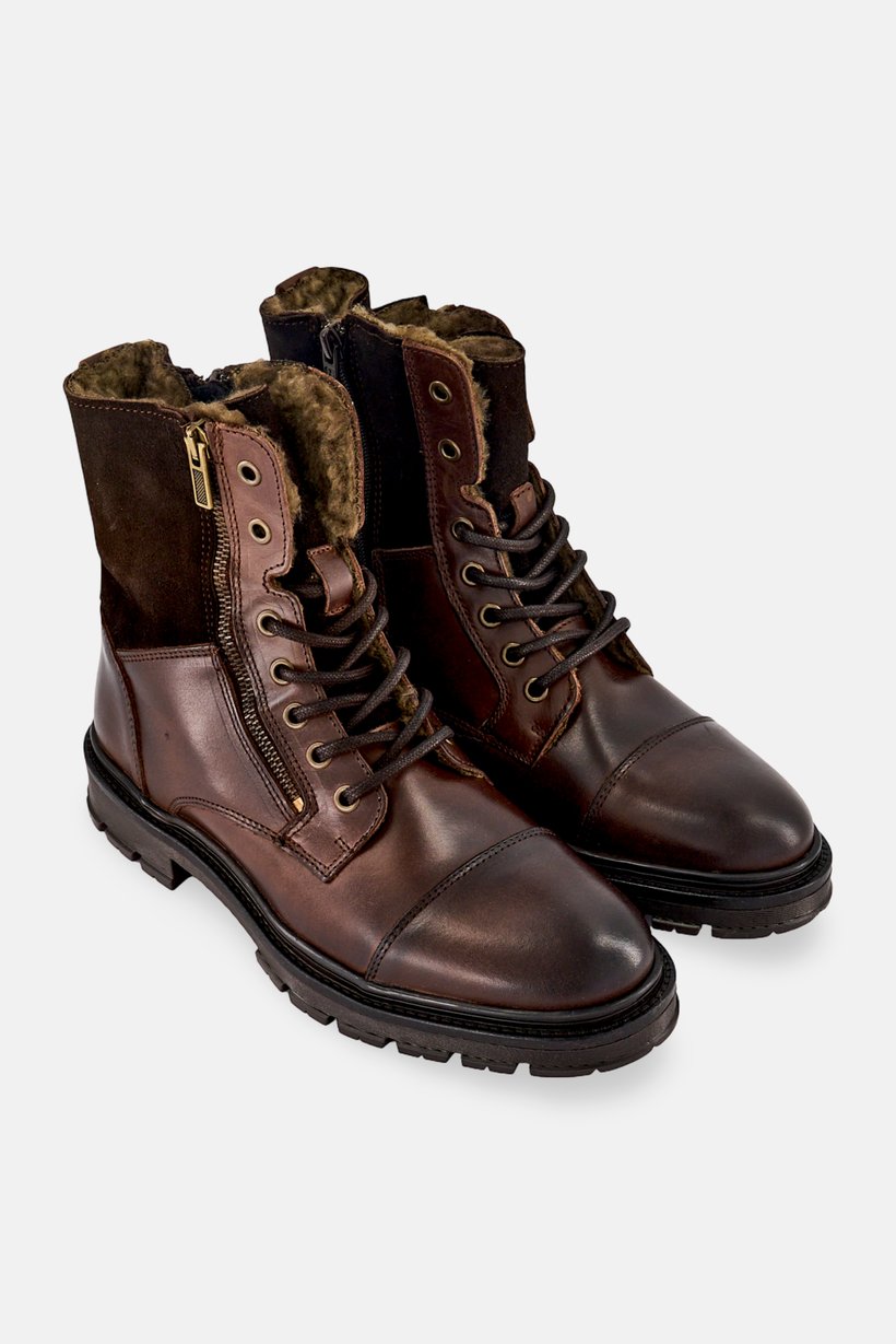 Men Aaren Zipper Closure Ankle Boots, Dark Brown