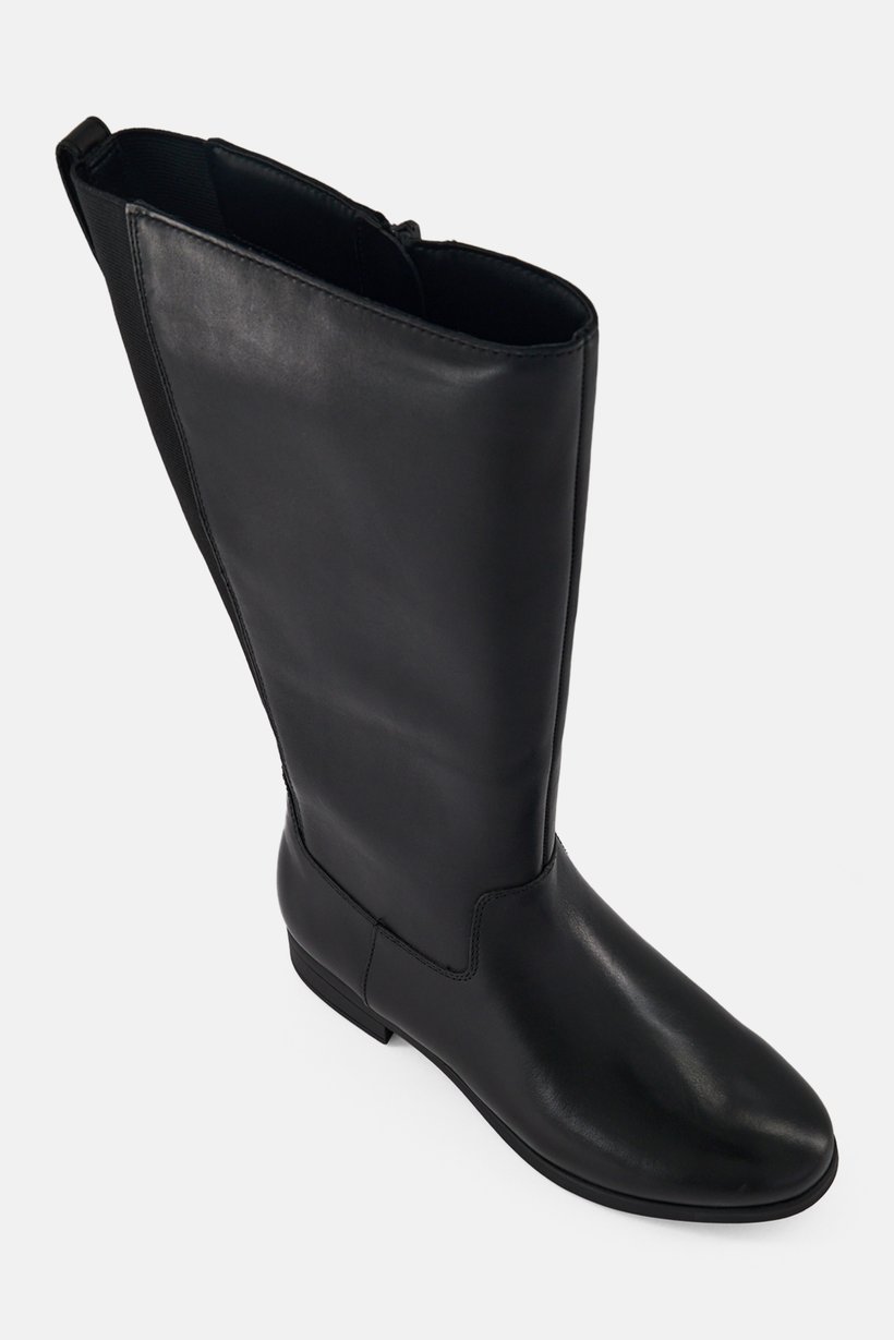 Women Wicoenitall Side Zipper Knee-Length Boots, Black