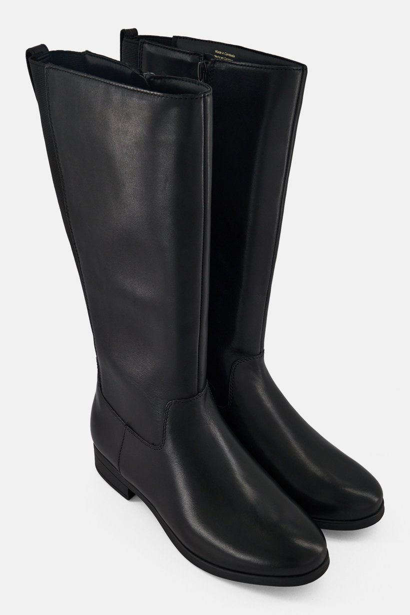 Women Wicoenitall Side Zipper Knee-Length Boots, Black