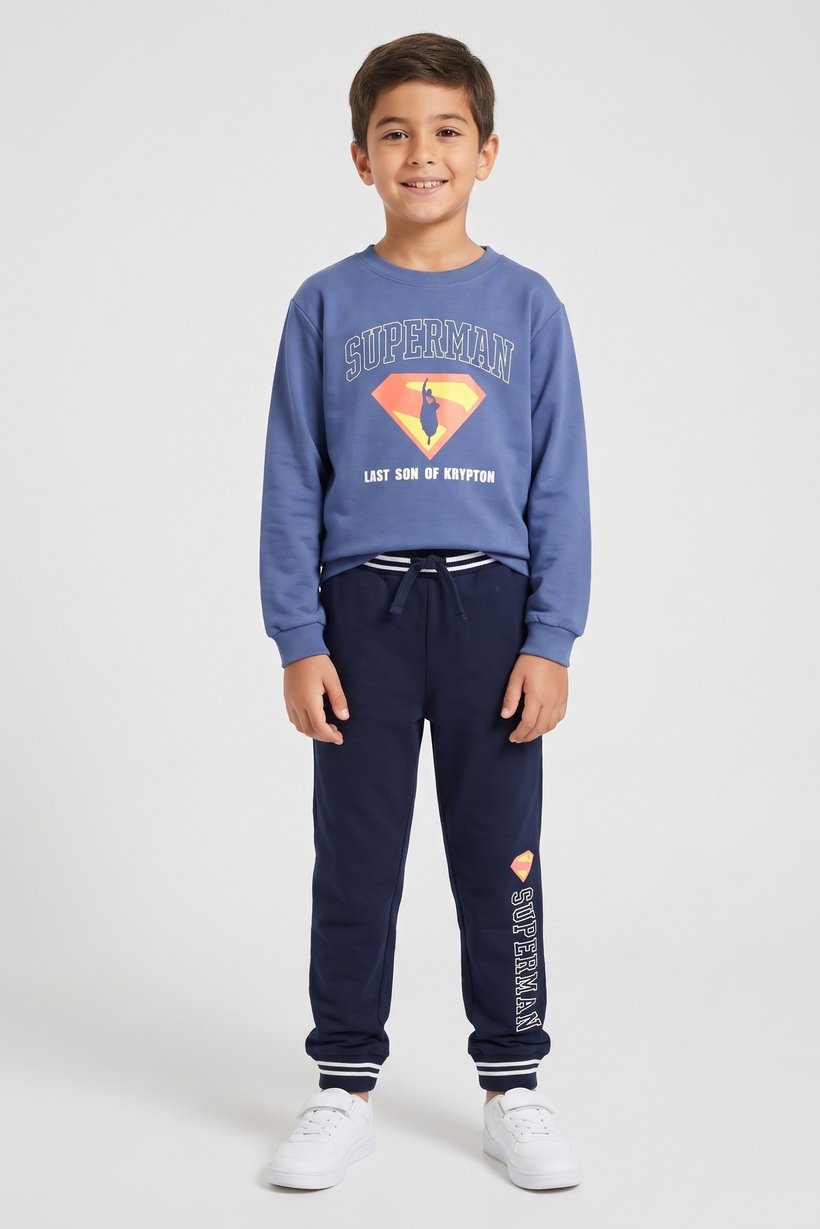 Kids Boy 2 Pieces  Graphic Print Supermen Sweatshirt And Jogger Set, Multicolor
