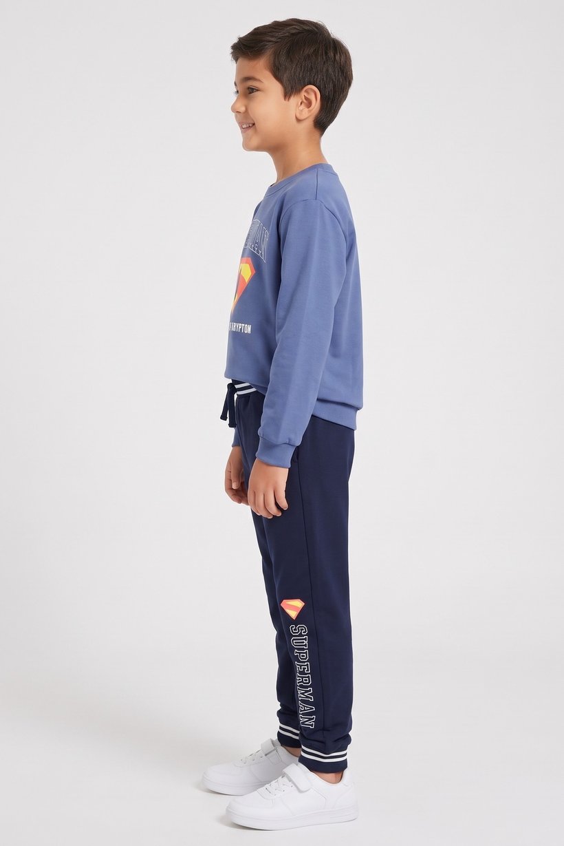 Kids Boy 2 Pieces  Graphic Print Supermen Sweatshirt And Jogger Set, Multicolor