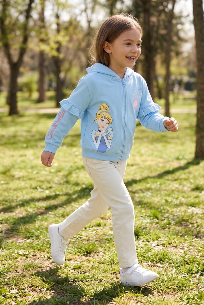Toddlers Girl Graphic Print Long Sleeve Hoodie, Blue