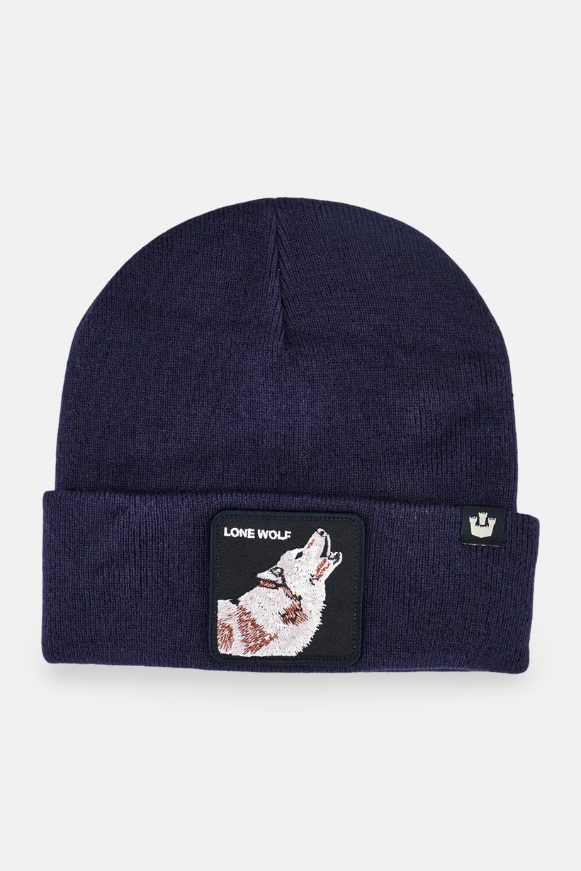 Men Lone Wolf Beanie, Navy